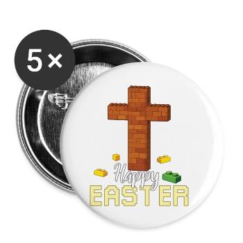 Master Builder Brick Builder Cross Happy Easter - Buttons small 1''/25 mm (5-pack) - white - Front