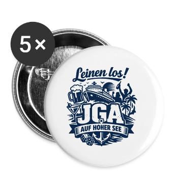 Leinen Los! JGA auf hoher See - Buttons klein 25 mm (5er Pack) - Weiß - Vorne