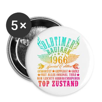 60th Birthday 60 Years Decoration 1965 Gift Funny - Buttons small 1''/25 mm (5-pack) - white - Front