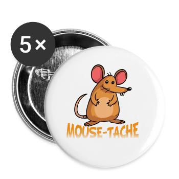 Mouse-Tache Funny Mouse Pun Cartoon Graphic - Buttons klein 25 mm (5er Pack) - Weiß - Vorne