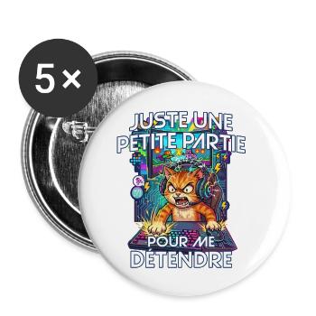 Gamer humour jeux vidéo console gaming chat énervé - Lot de 5 petits badges (25 mm) - blanc - Devant