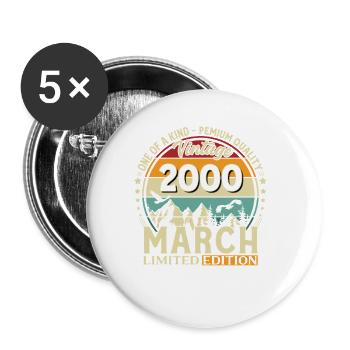 26. Geburtstag Geschenk Mann Vintage März 2000 - Buttons klein 25 mm (5er Pack) - Weiß - Vorne