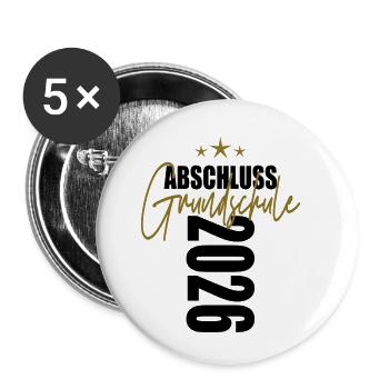 Abschluss Grundschule 2026 - Buttons klein 25 mm (5er Pack) - Weiß - Vorne