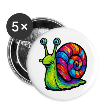 Rainbow Multicolor Psychedelic Snail - Buttons small 1''/25 mm (5-pack) - white - Front