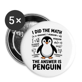 Mathe Sprüche Pinguin Lustiges Mathe Geschenk - Buttons klein 25 mm (5er Pack) - Weiß - Vorne