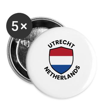 Bouclier d’Utrecht Drapeau des Pays-Bas - Lot de 5 petits badges (25 mm) - blanc - Devant