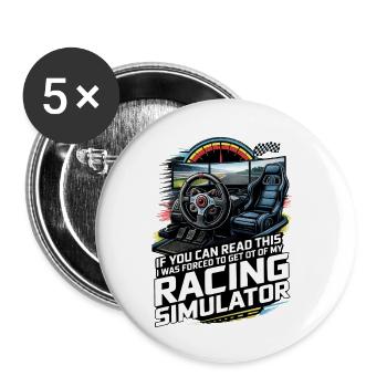 Simulateur de course - Lot de 5 petits badges (25 mm) - blanc - Devant