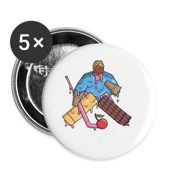 Eishockey Torwart Eiscreme Jungen Eishockeyspieler - Lot de 5 petits badges (25 mm) - blanc - Devant