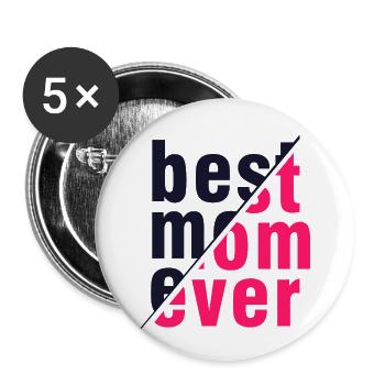 Bestes Mama-Shirt aller Zeiten – Geschenk für Mütter - Buttons klein 25 mm (5er Pack) - Weiß - Vorne