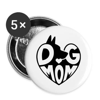 Dog Mom, Hundemama Herzdesign - Buttons klein 25 mm (5er Pack) - Weiß - Vorne