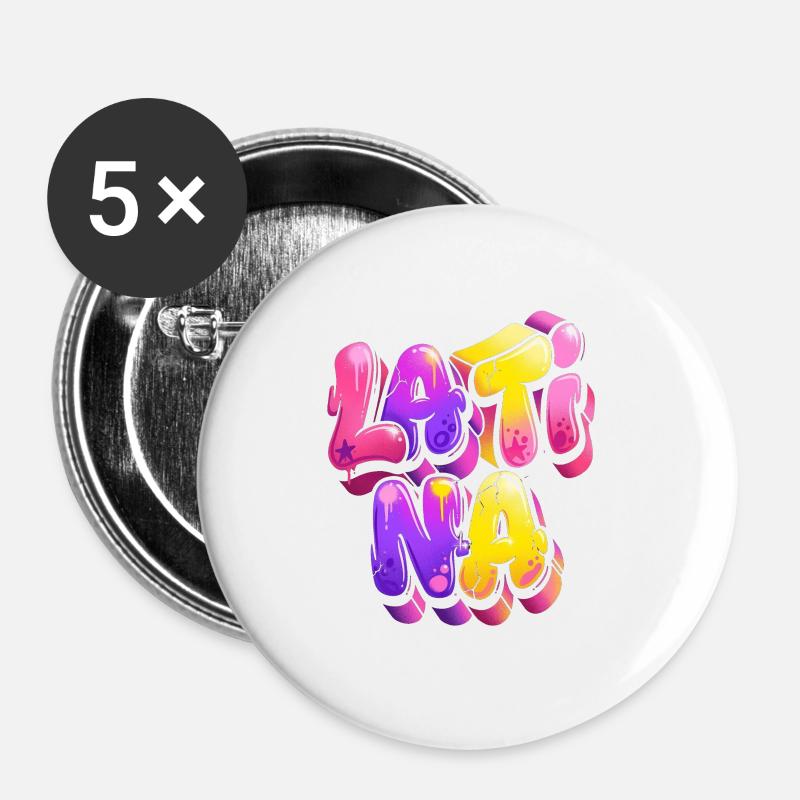 Neon Graffiti Lettering Gradient - Buttons small 1''/25 mm (5-pack) - white