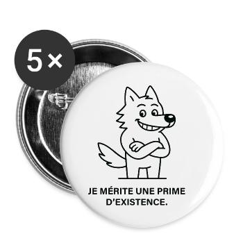 Prime d'existence du loup arrogant - Lot de 5 petits badges (25 mm) - blanc - Devant