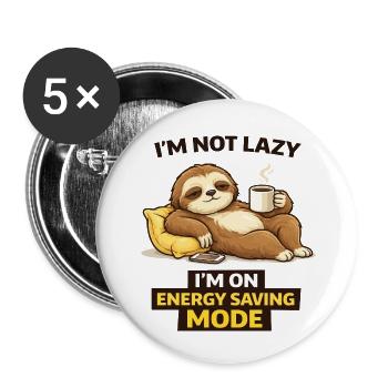 Sloth in Energy Saving Mode - Buttons small 1''/25 mm (5-pack) - white - Front