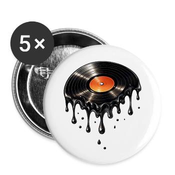 Disque vinyle fondu – Art vinyle - Lot de 5 petits badges (25 mm) - blanc - Devant