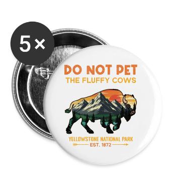 Yellowstone National Park Fluffy Cow Buffalo - Buttons small 1''/25 mm (5-pack) - white - Front