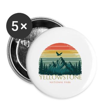 Yellowstone National Park - Buttons small 1''/25 mm (5-pack) - white - Front