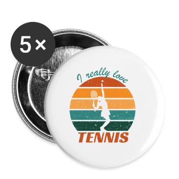 Ich liebe Tennis Sunset wirklich - Buttons klein 25 mm (5er Pack) - Weiß - Vorne