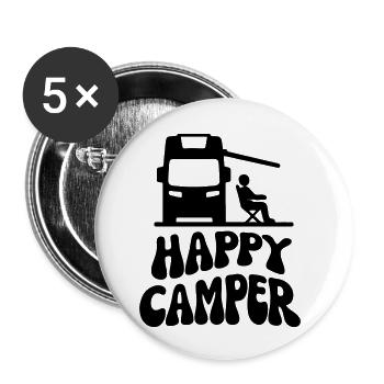 Camper Happy - Buttons klein 25 mm (5er Pack) - Weiß - Vorne