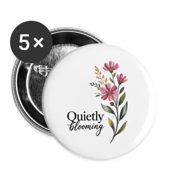 Floral Blumen Shirt – Quietly Blooming - Buttons klein 25 mm (5er Pack) - Weiß - Vorne