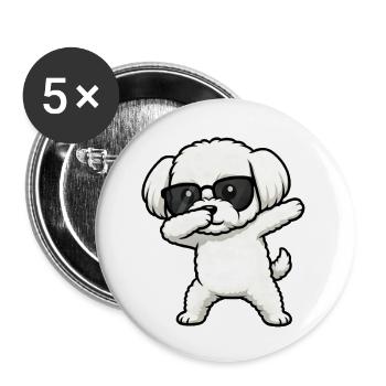 Dab du maltais - Lot de 5 petits badges (25 mm) - blanc - Devant