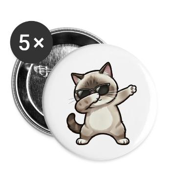 Dabbing Ragdoll Katze - Buttons klein 25 mm (5er Pack) - Weiß - Vorne