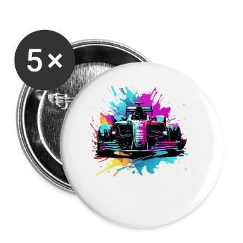 Racing Cars Colorful Splash Art Car Racer - Buttons small 1''/25 mm (5-pack) - white - Front
