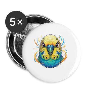 Living budgie color explosion - Buttons small 1''/25 mm (5-pack) - white - Front