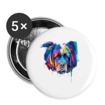 Mastiff Dog Porträt Lebendige Ölmalerei Kunst - Buttons klein 25 mm (5er Pack) - Weiß - Vorne