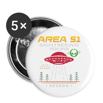 Area 51 Sightseeing Tours - Buttons small 1''/25 mm (5-pack) - white - Front