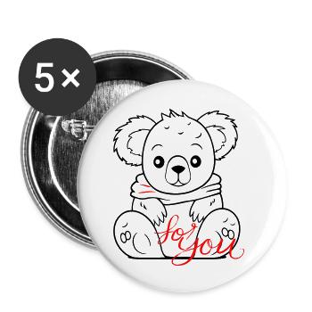 Teddy for you - Buttons small 1''/25 mm (5-pack) - white - Front