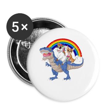 Chemise de dinosaure licorne chihuahua - Lot de 5 petits badges (25 mm) - blanc - Devant