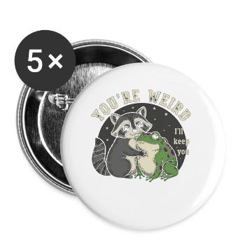 Waschbär und Frosch Umarmung - Buttons klein 25 mm (5er Pack) - Weiß - Vorne