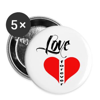Cœur d’amour - Lot de 5 petits badges (25 mm) - blanc - Devant