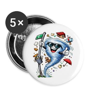 Ouragan avec lunettes de soleil - Lot de 5 petits badges (25 mm) - blanc - Devant