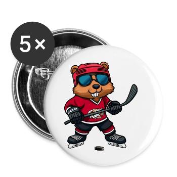Hockey sur glace des Beavers - Lot de 5 petits badges (25 mm) - blanc - Devant