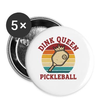 Pickleball Dink Queen Joueur drôle Adore le pickleball - Lot de 5 petits badges (25 mm) - blanc - Devant