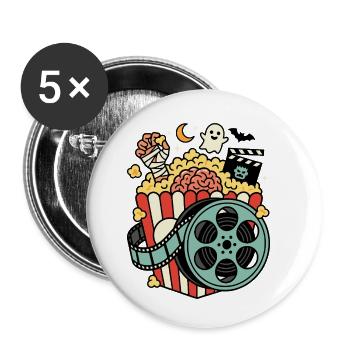 Horror Popcorn Movie Night Humor - Buttons small 1''/25 mm (5-pack) - white - Front