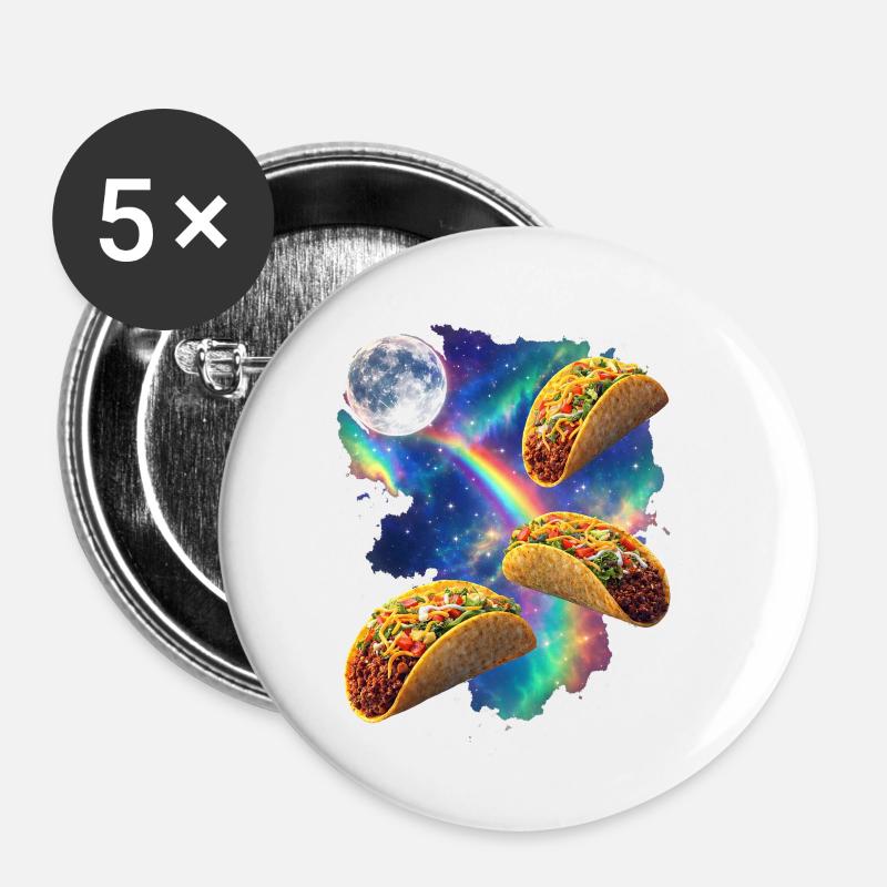 Kosmische Taco-Regenbogen - Buttons klein 25 mm (5er Pack) - Weiß