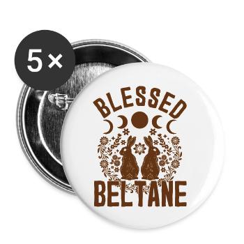 Beltane-Segnungen zum Maitags-Heidentum - Buttons klein 25 mm (5er Pack) - Weiß - Vorne