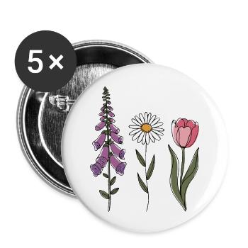Foxglove Daisy Tulip III - Buttons small 1''/25 mm (5-pack) - white - Front
