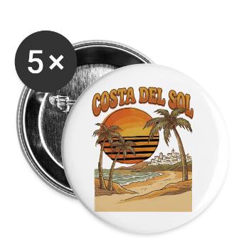 Vacances Costa del Sol Espagne - Lot de 5 petits badges (25 mm) - blanc - Devant