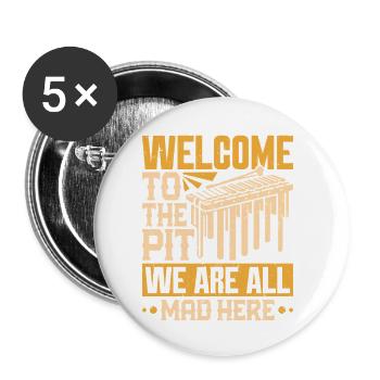 Orchestre de Marimba Fanfare de Marche Fosse de percussions - Lot de 5 petits badges (25 mm) - blanc - Devant