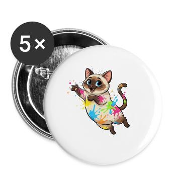 Colorful Splashes of Color Cat - Buttons small 1''/25 mm (5-pack) - white - Front