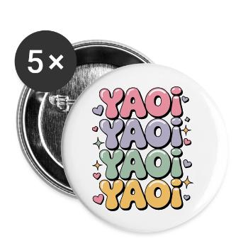 Colorful bubble letters lettering Yaoi. - Buttons small 1''/25 mm (5-pack) - white - Front