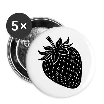 Strawberry Fruit Silhouette - Buttons klein 25 mm (5er Pack) - Weiß - Vorne