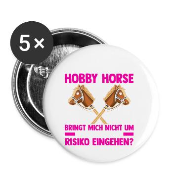 Steckenpferd Hobbyhorse Hobby Horsing - Buttons klein 25 mm (5er Pack) - Weiß - Vorne