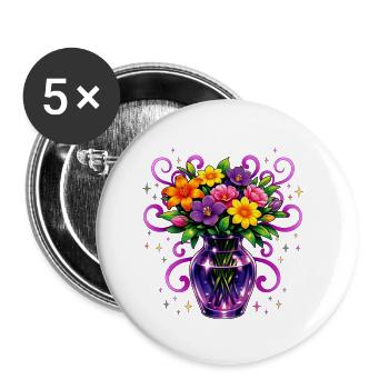 Beltane-Segnungen Mai-Day-Mystische Blume - Buttons klein 25 mm (5er Pack) - Weiß - Vorne