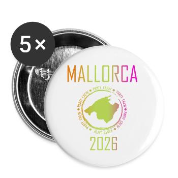 Mallorca, Urlaub, Party - Buttons klein 25 mm (5er Pack) - Weiß - Vorne
