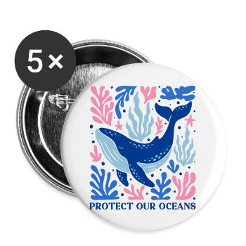 Save Oceans Boho Protect Our Oceans Whale - Buttons small 1''/25 mm (5-pack) - white - Front