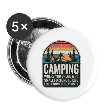 Camping Retro Design - Buttons small 1''/25 mm (5-pack) - white - Front